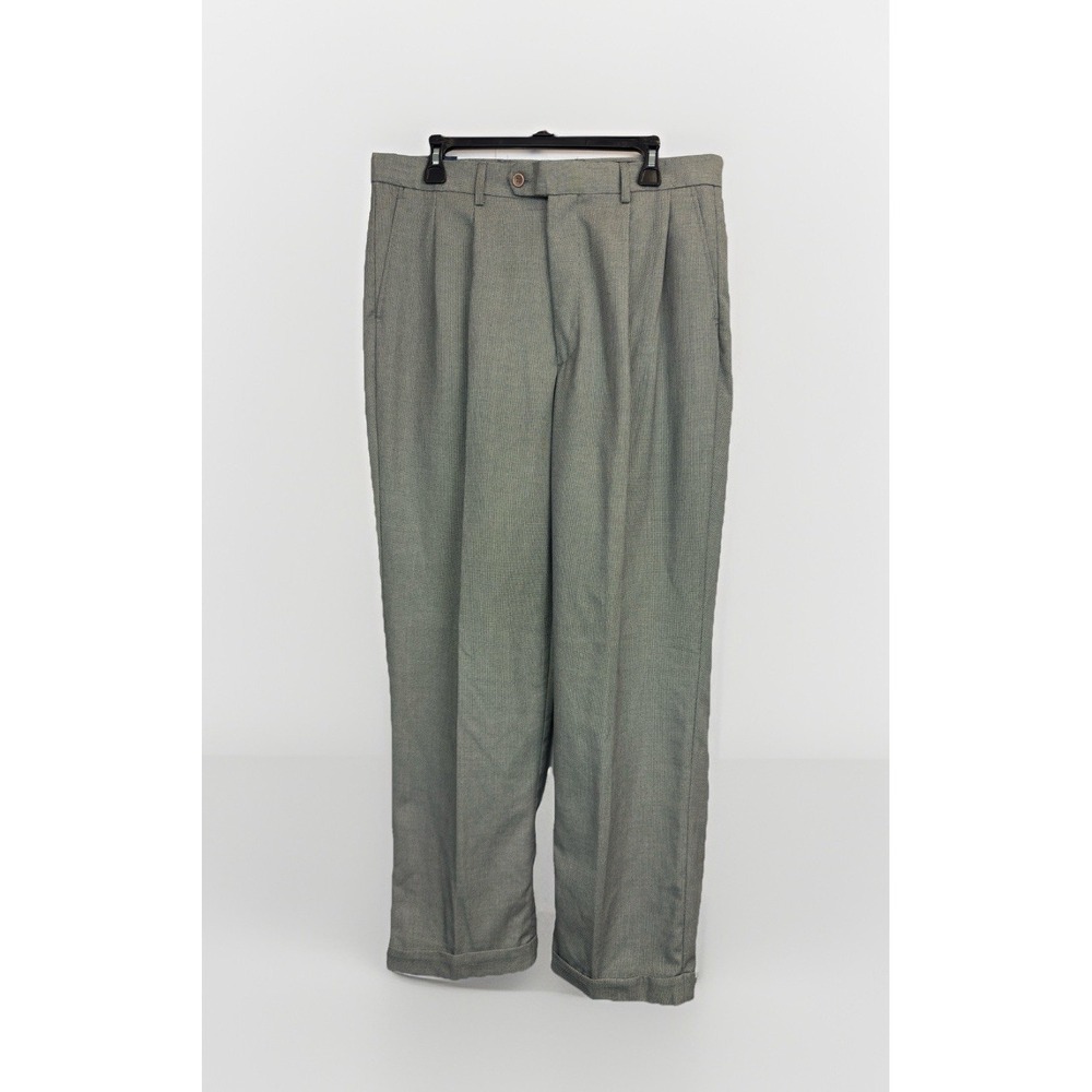 NEW George Martin‎ Collection Pleated Pants Mens Size 36W X 32L Pinpoint Grey